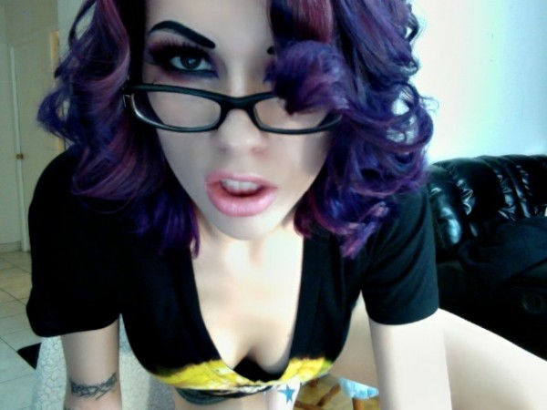 verababy purple hair glasses cam