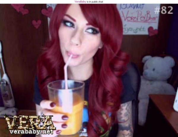 vera baby sucking orange juice cam