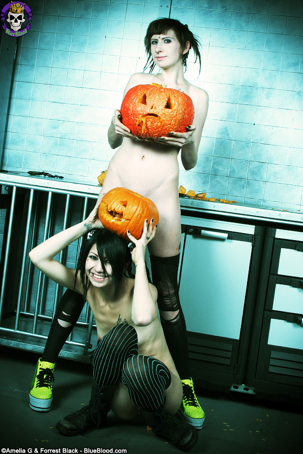 Shadow and Miss Seamonster on Blue Blood VIP Halloween Pumpkin Nude