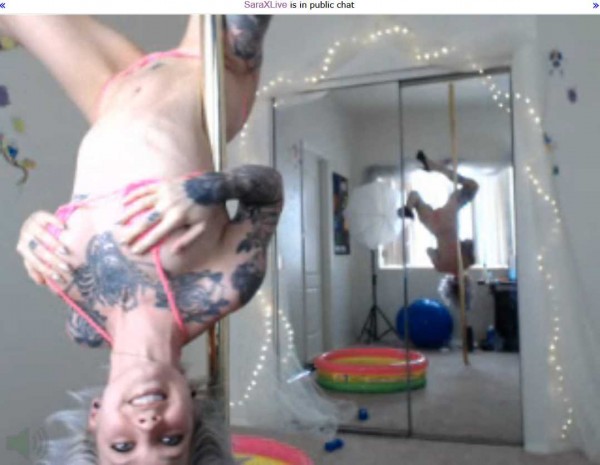 Sara X pink bikini stripper pole cam