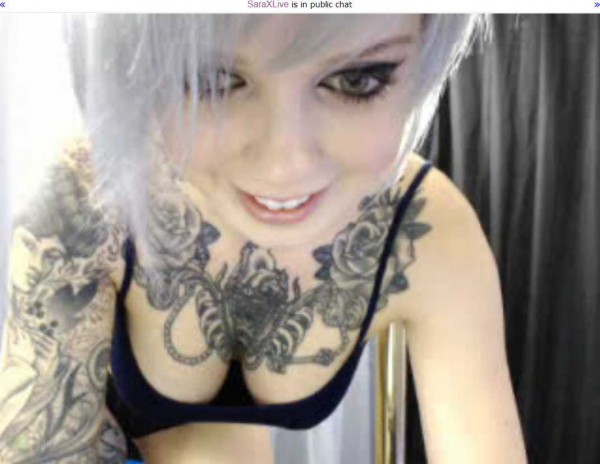 saraxlive gray hair cam tattoo girl