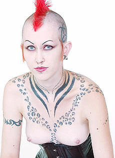 Blue Blood Barely Evil cute troublemakers  Tattooed corseted Punk rocker with glass sex toy